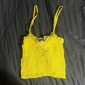 Forever 21 Contemporary Line Green/Yellow Stretchy Crop Top, Small.